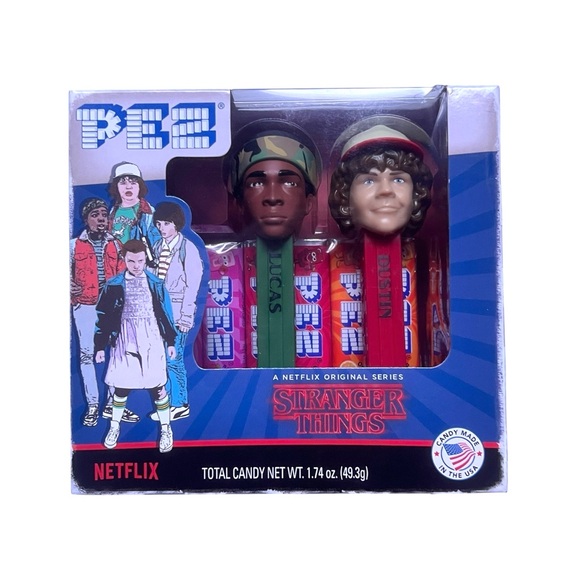 BRAND NEW NETFLIX STRANGER THINGS LUCAS & DUSTIN PEZ DISPENSER COLLECTIBLE SET - Picture 1 of 3